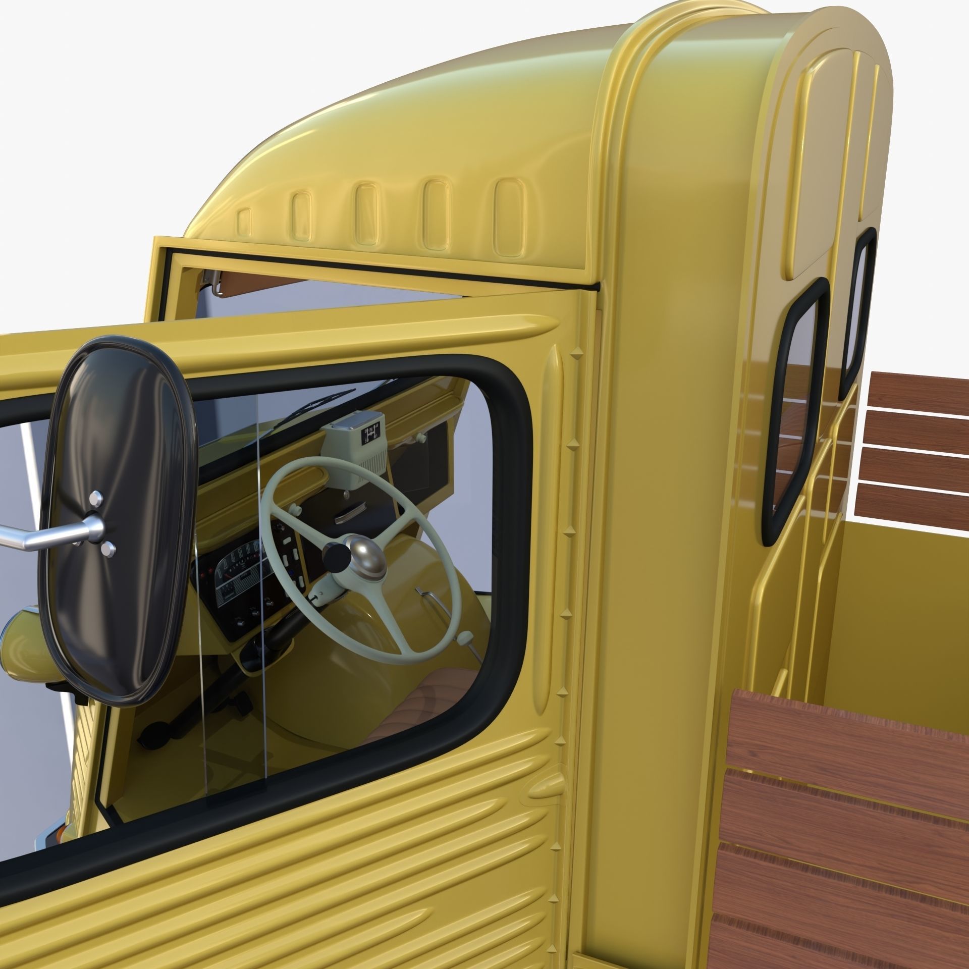 Generic 40s Van Pick Up with interior v2 3D model_21
