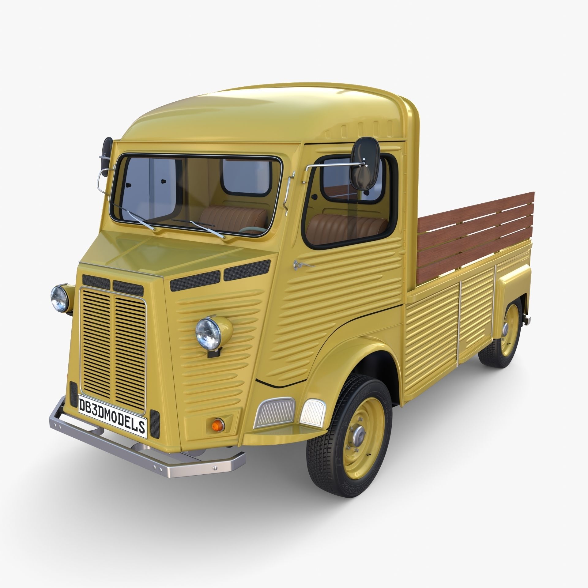Generic 40s Van Pick Up with interior v2 3D model_10
