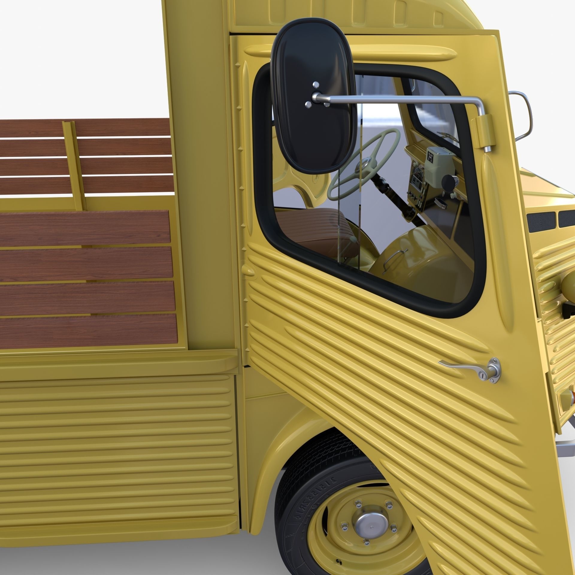 Generic 40s Van Pick Up with interior v2 3D model_23
