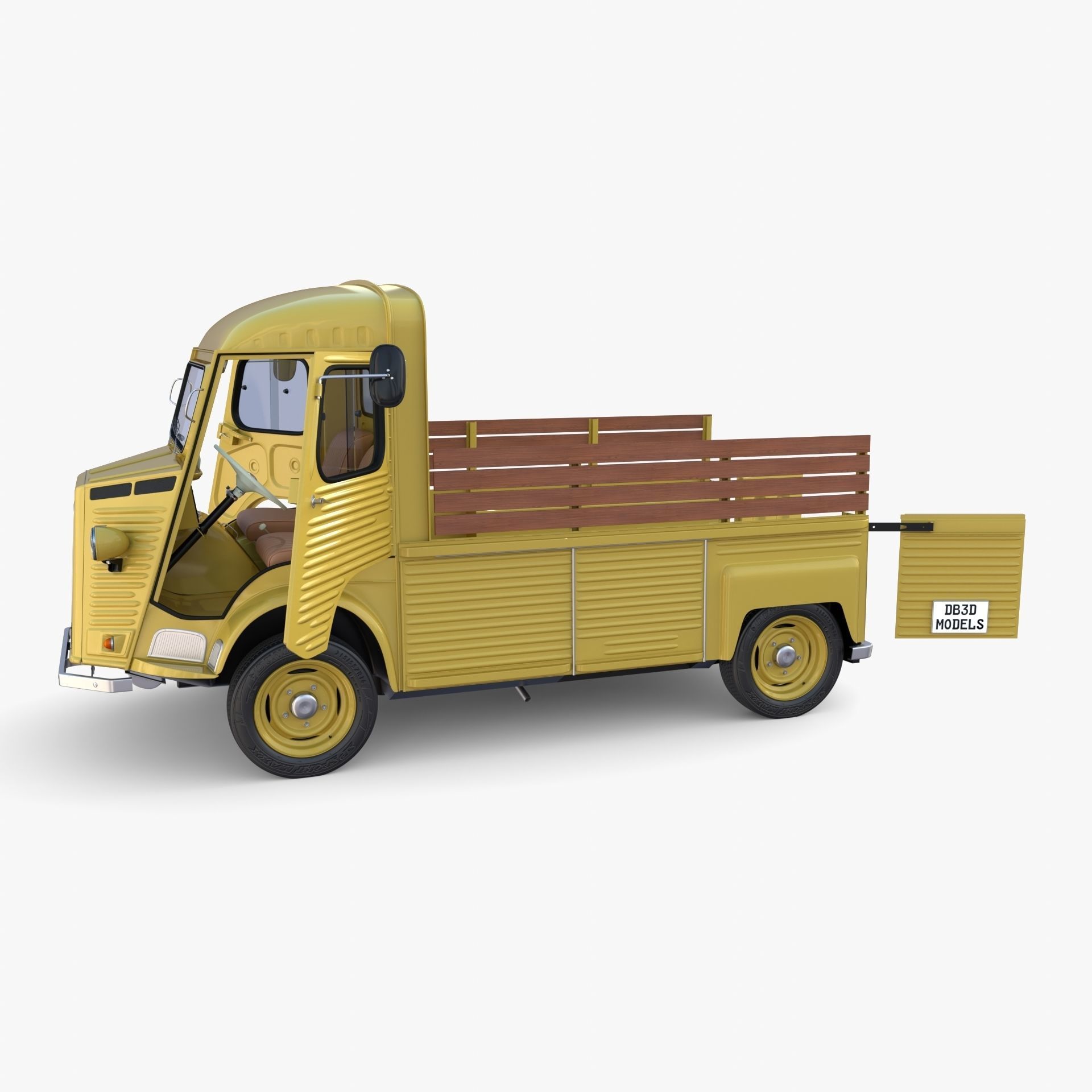 Generic 40s Van Pick Up with interior v2 3D model_14