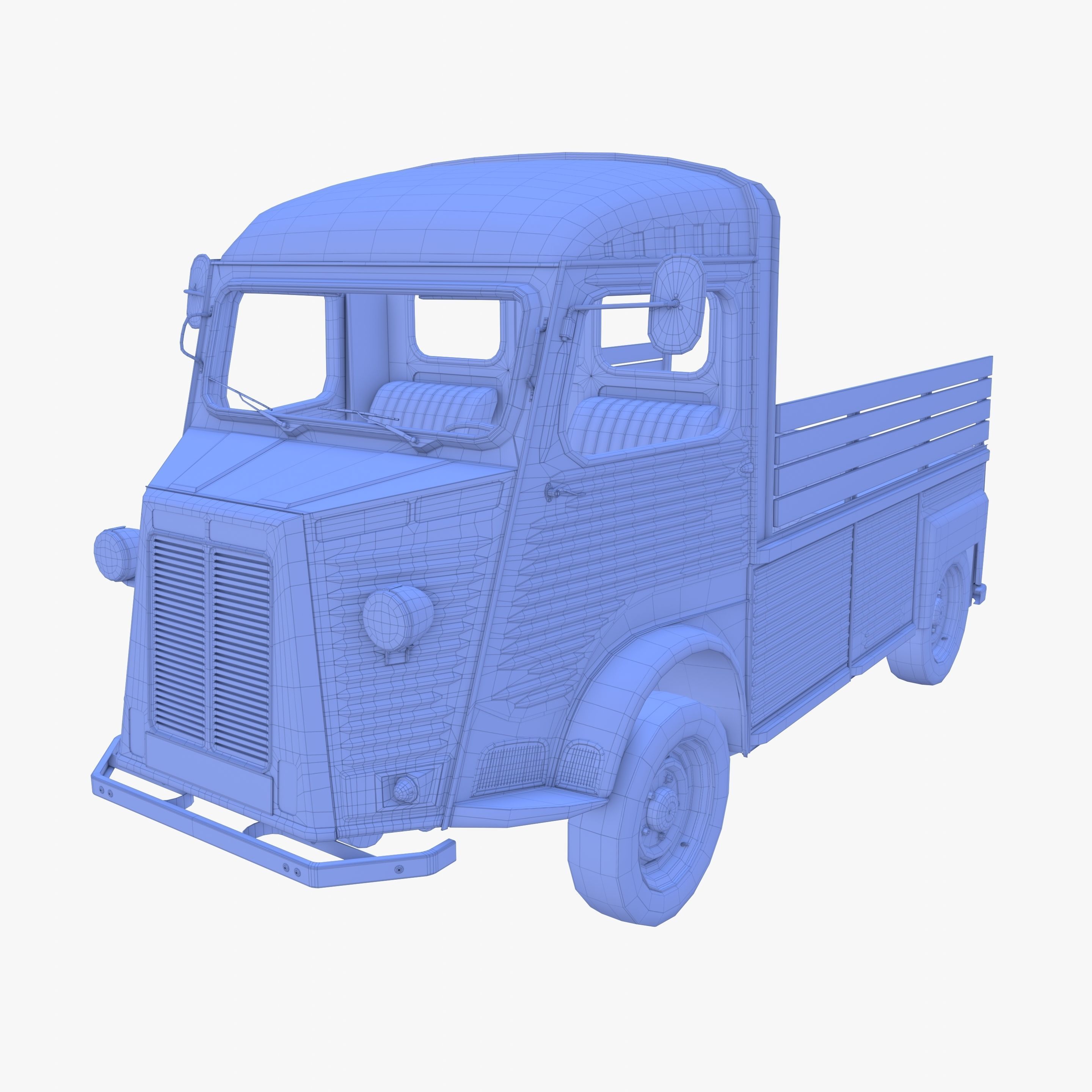 Generic 40s Van Pick Up with interior v2 3D model_32