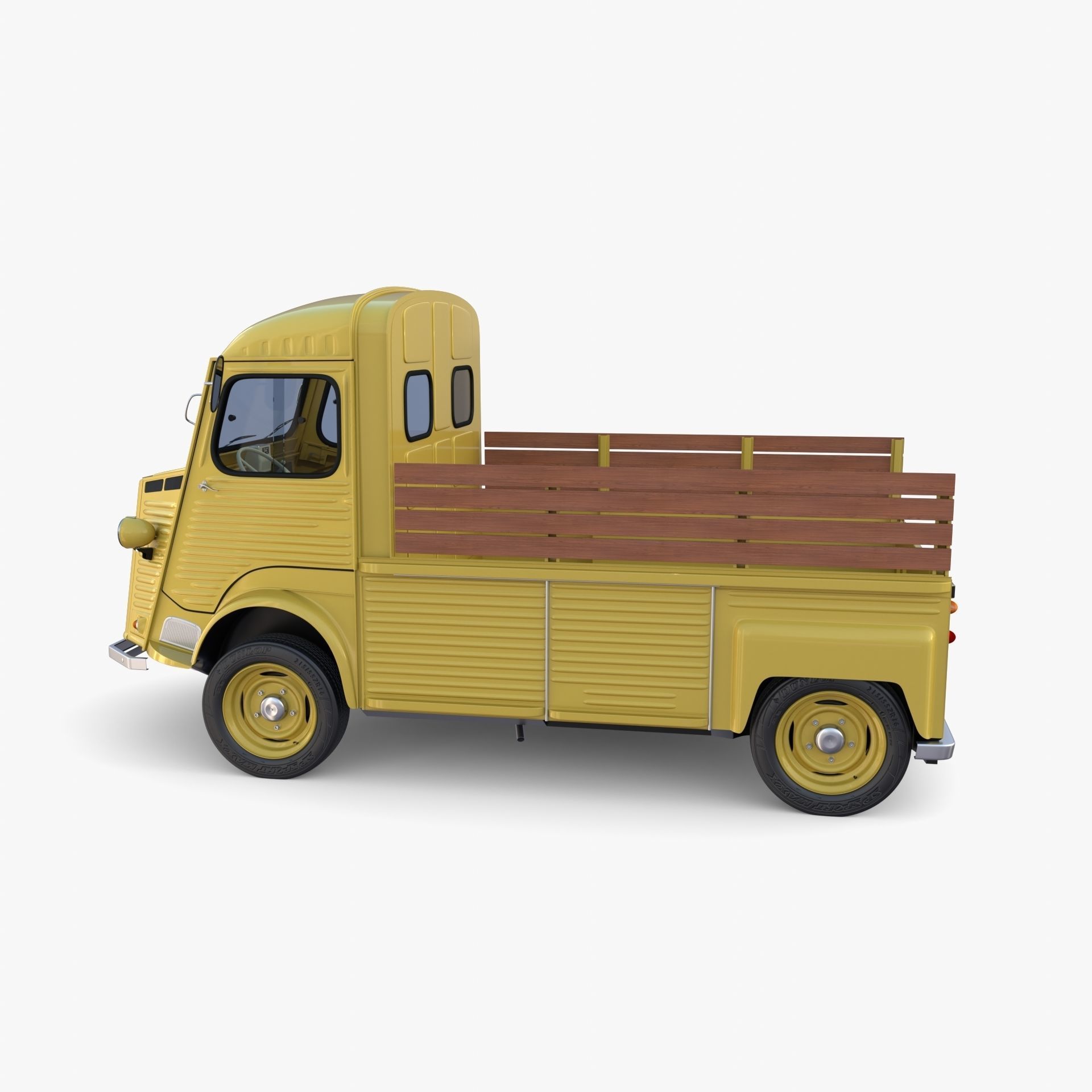 Generic 40s Van Pick Up with interior v2 3D model_2