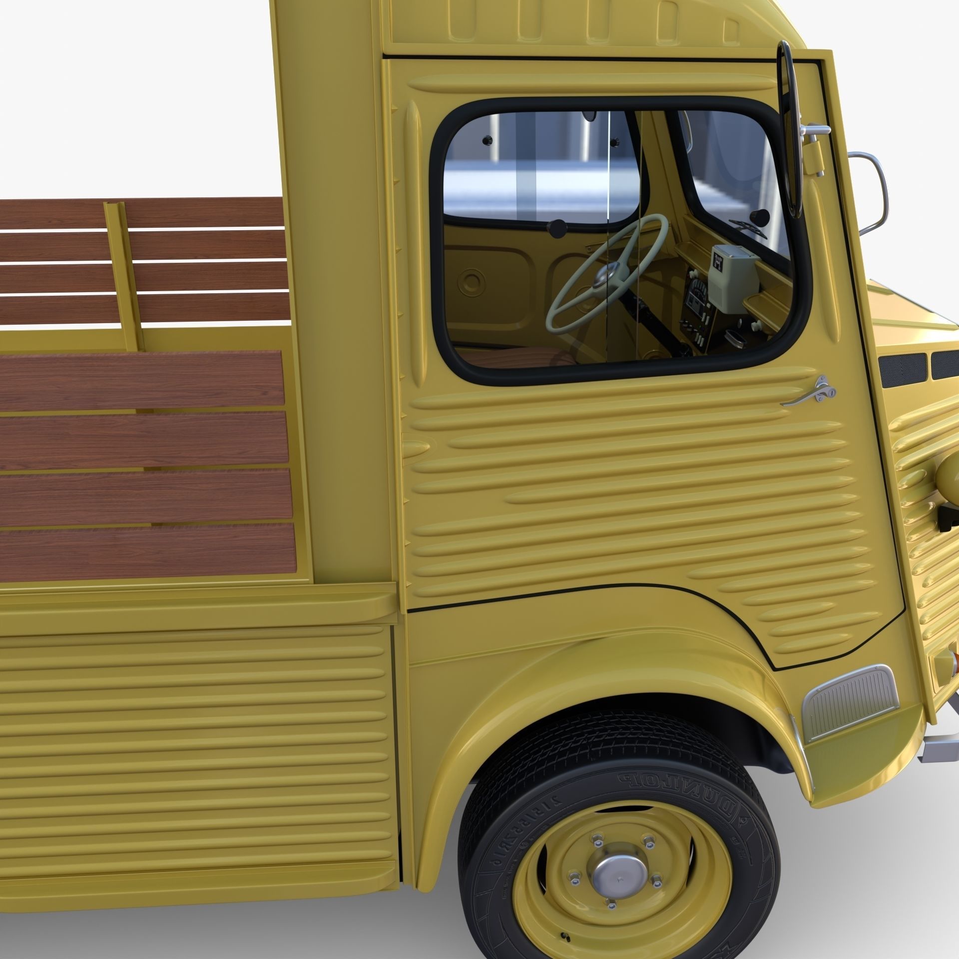 Generic 40s Van Pick Up with interior v2 3D model_12