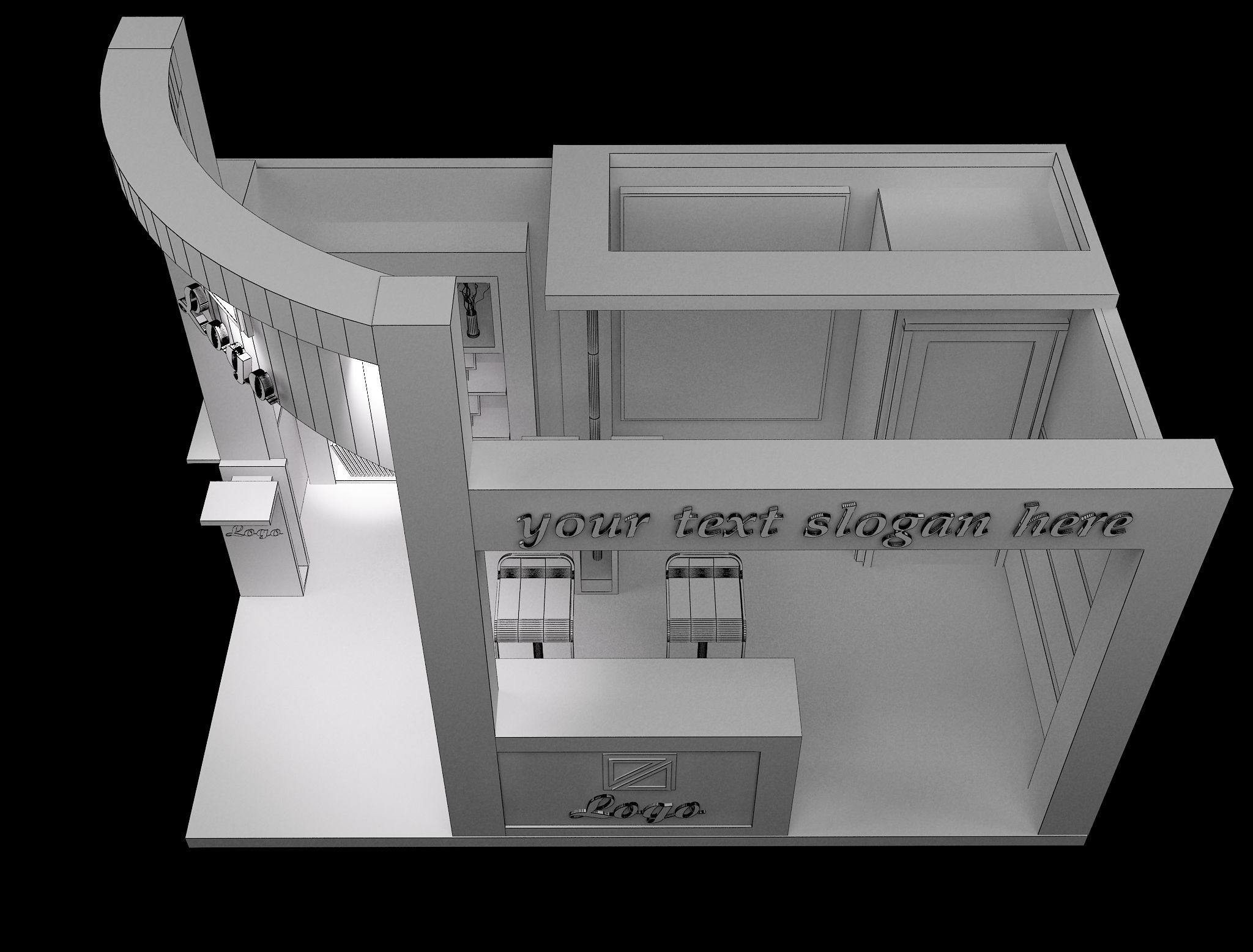 Booth Exhibition Stand a27 3D model_9