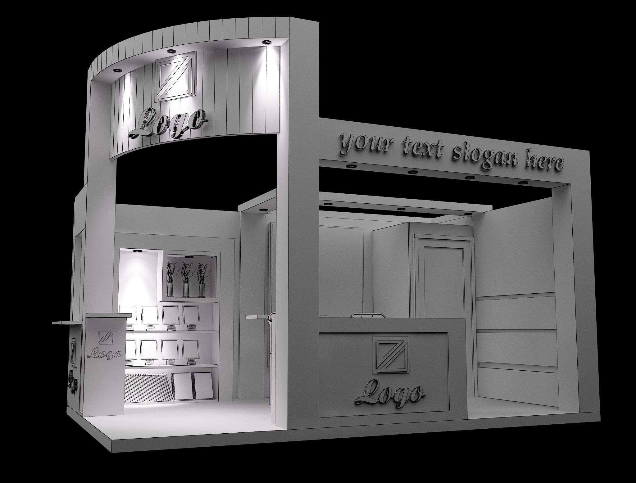 Booth Exhibition Stand a27 3D model_3