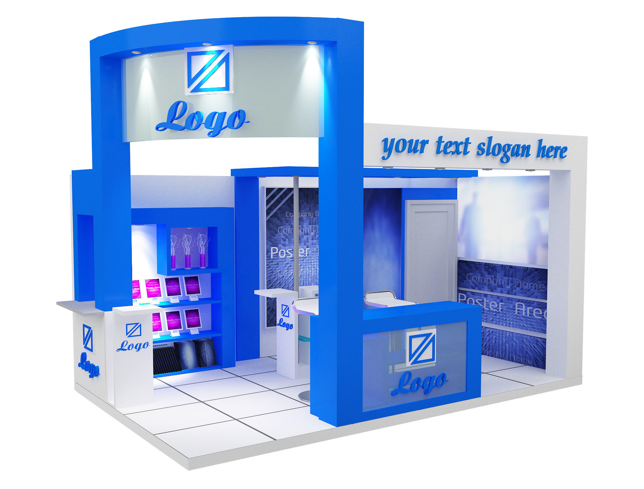Booth Exhibition Stand a27 3D model_10