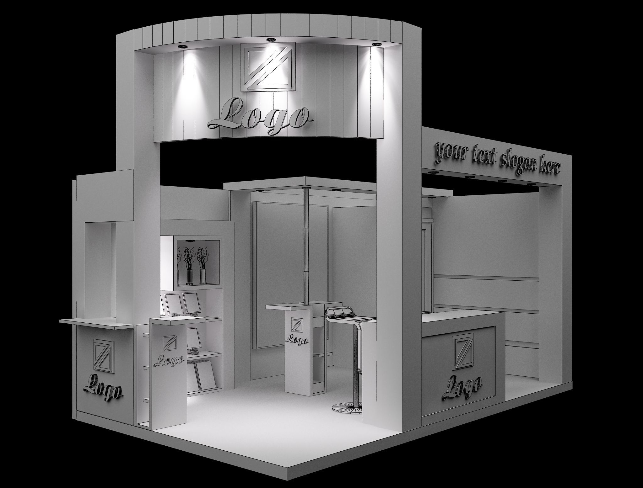 Booth Exhibition Stand a27 3D model_1