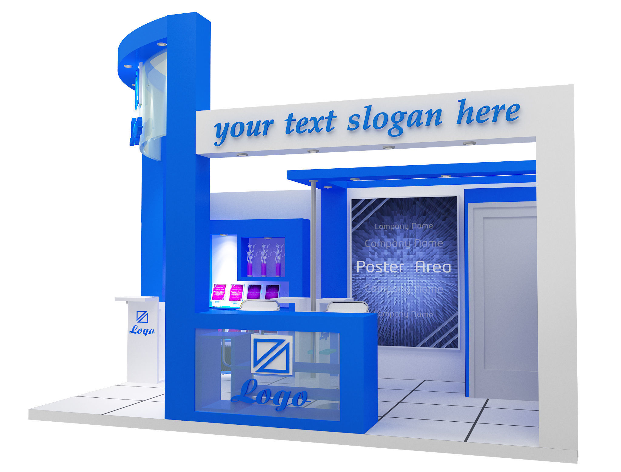 Booth Exhibition Stand a27 3D model_4