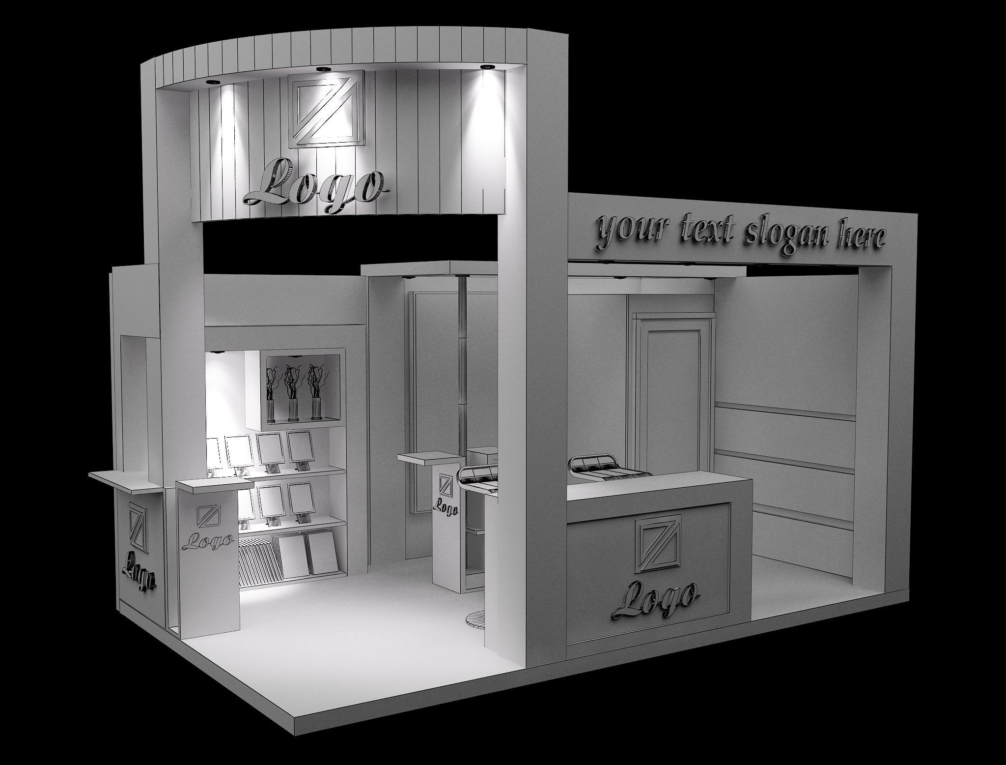 Booth Exhibition Stand a27 3D model_11