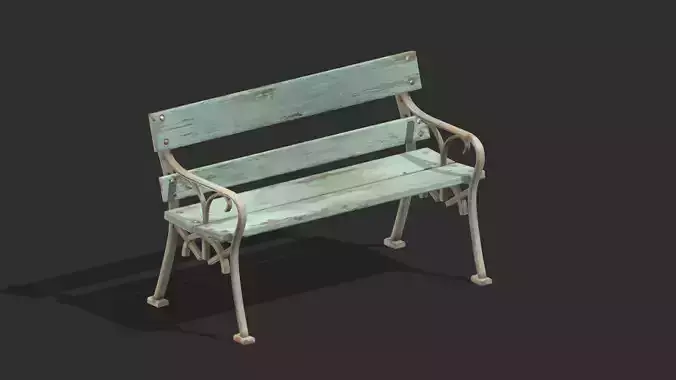 Bench 09 Low Poly PBR Realistic Low-poly 3D model