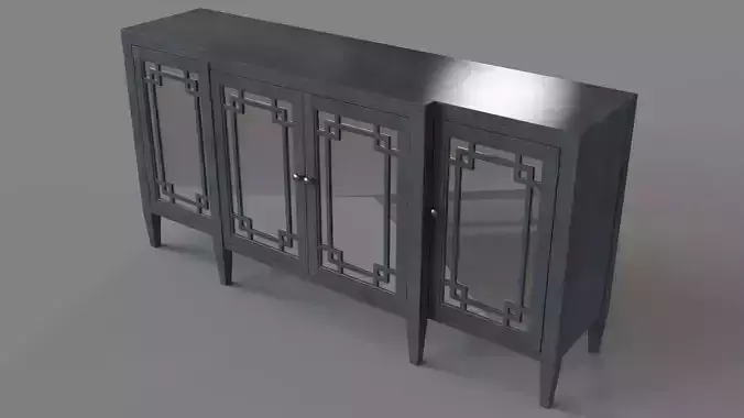 Haley 4-door Wood and Mirror Sideboard in Charcoal Gray