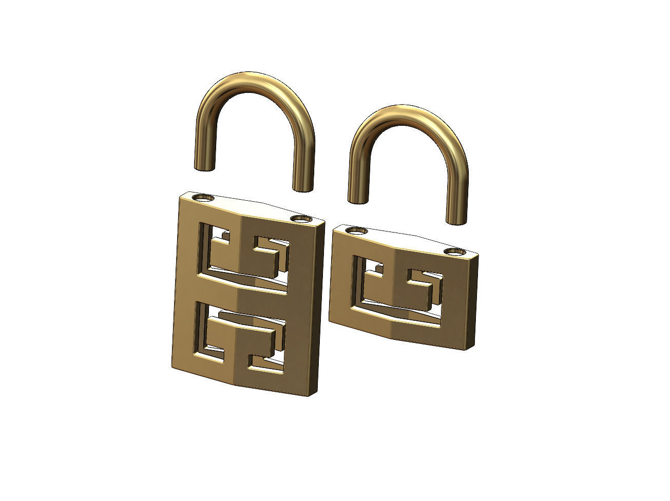 Greek key pattern padlock pendant charm 3D print model_1
