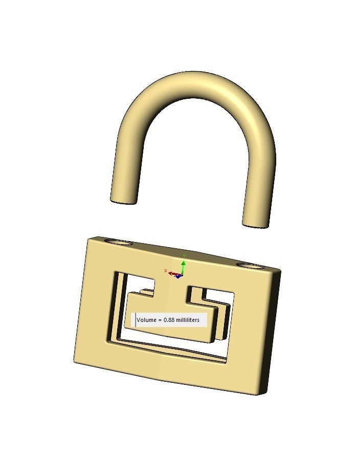 Greek key pattern padlock pendant charm 3D print model_12