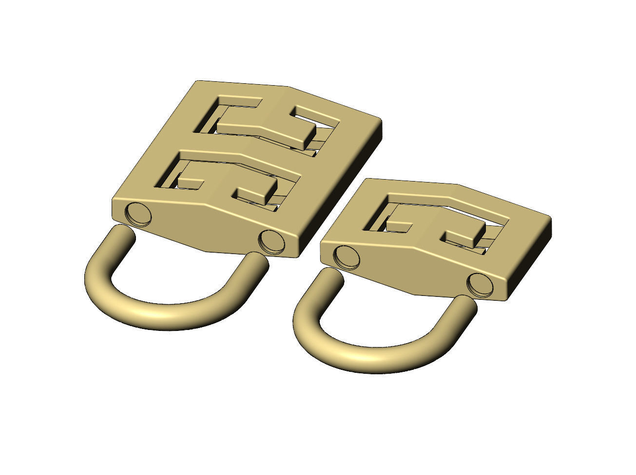 Greek key pattern padlock pendant charm 3D print model_2