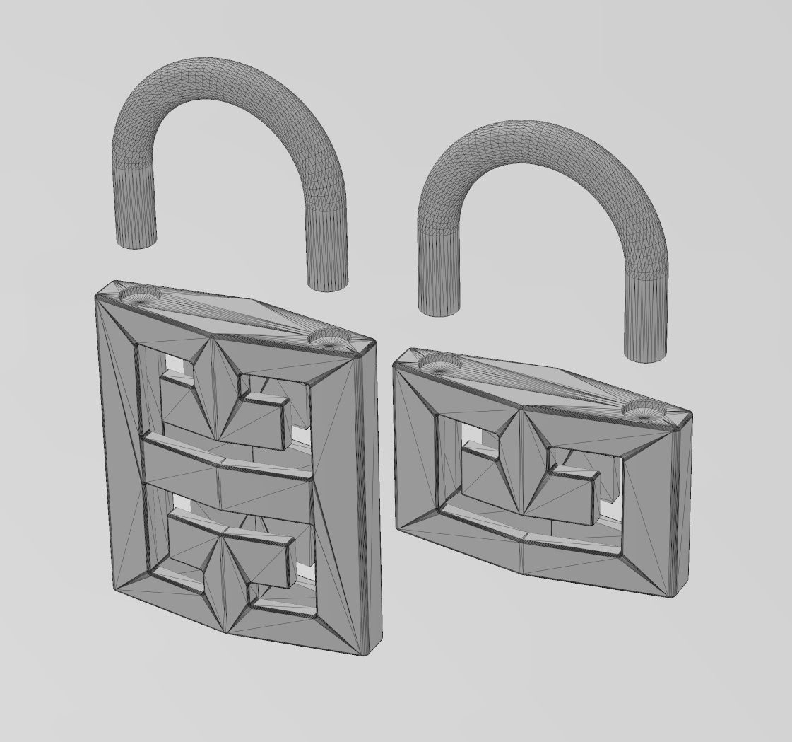 Greek key pattern padlock pendant charm 3D print model_14