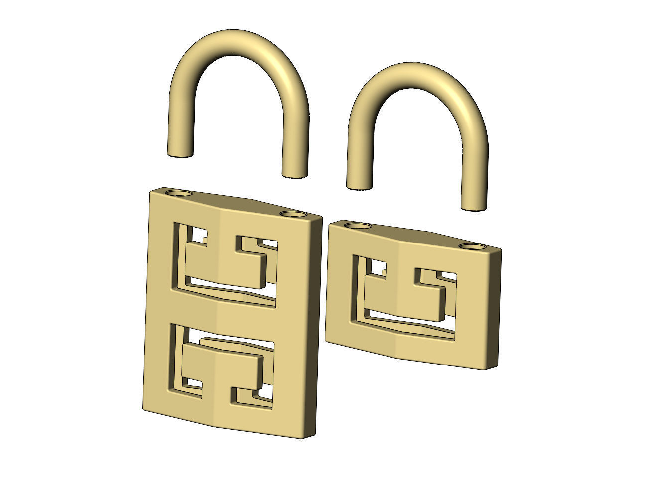 Greek key pattern padlock pendant charm 3D print model_5