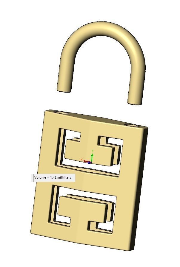 Greek key pattern padlock pendant charm 3D print model_11