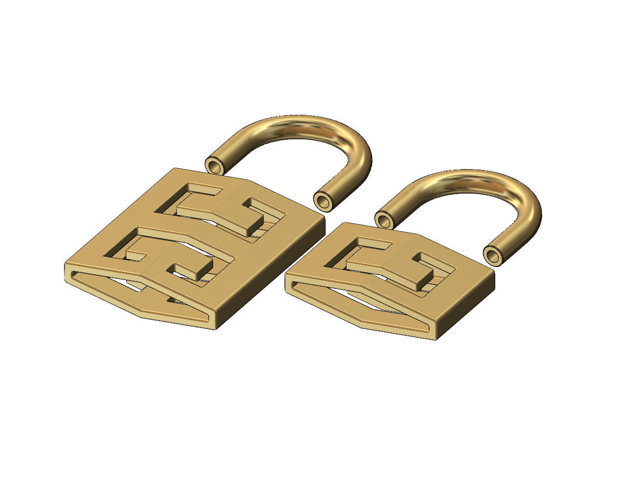 Greek key pattern padlock pendant charm 3D print model_3