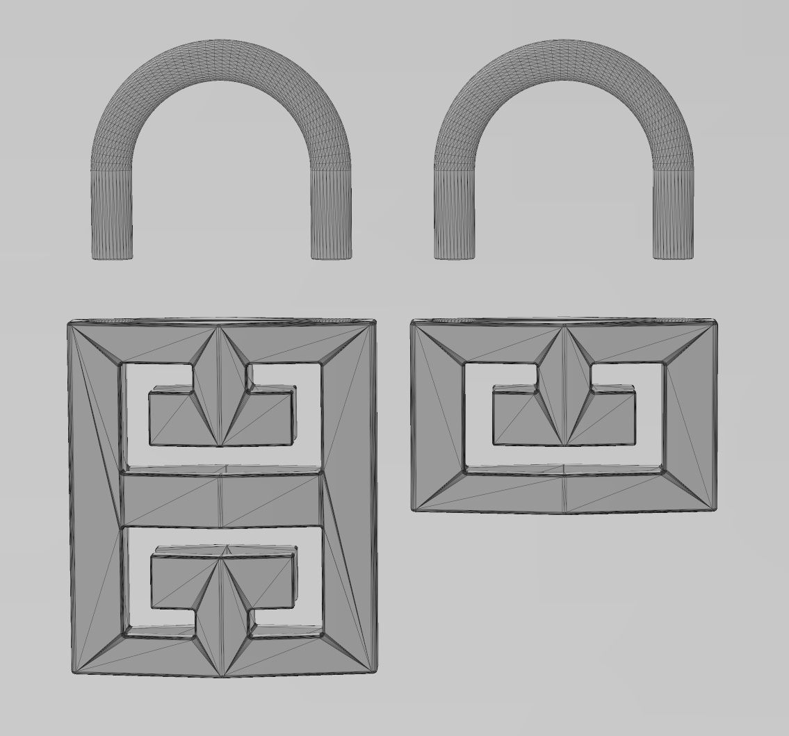 Greek key pattern padlock pendant charm 3D print model_13