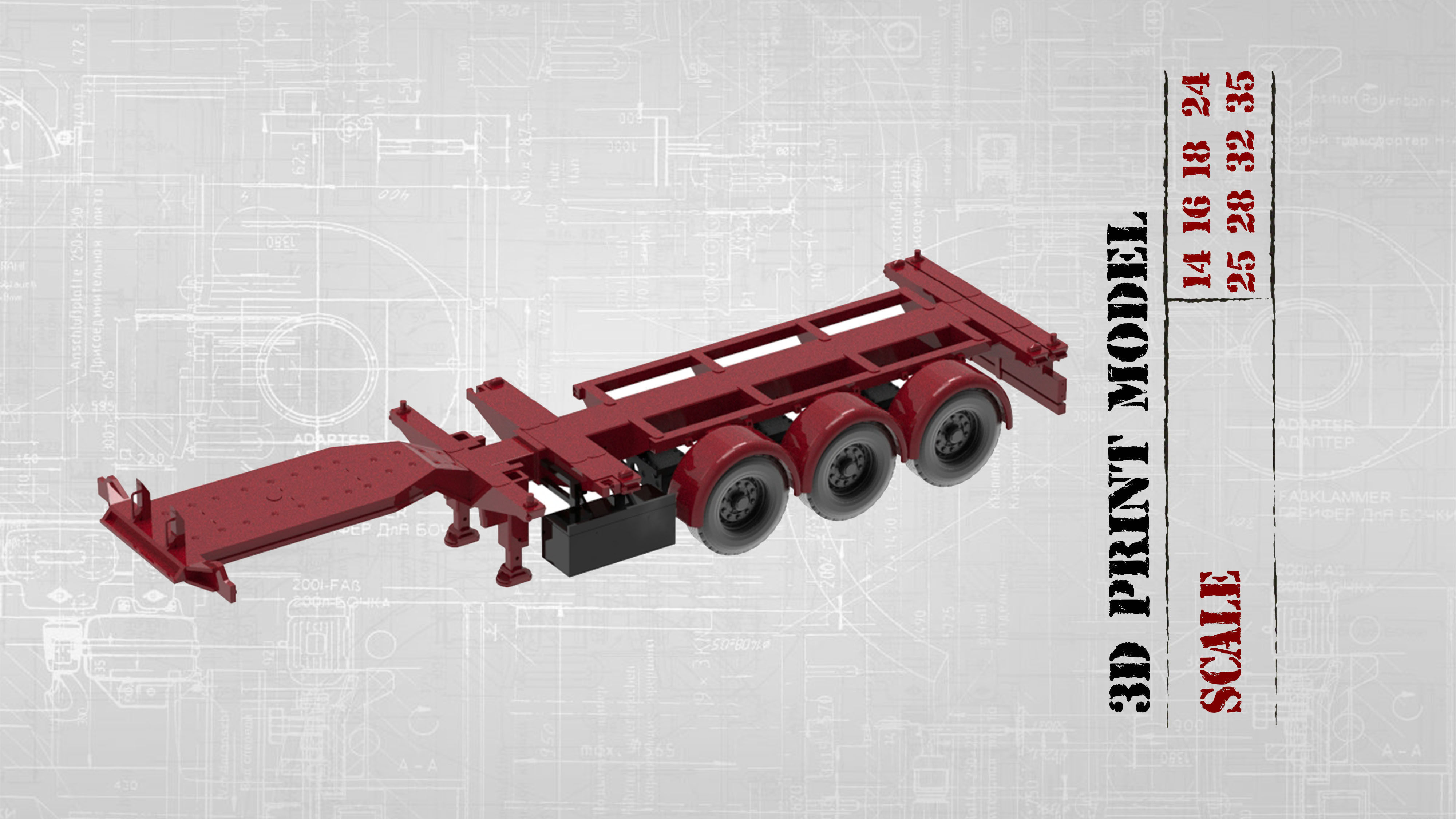 Container Trailer scale Semi trailer frame shipping container 3D print model_17