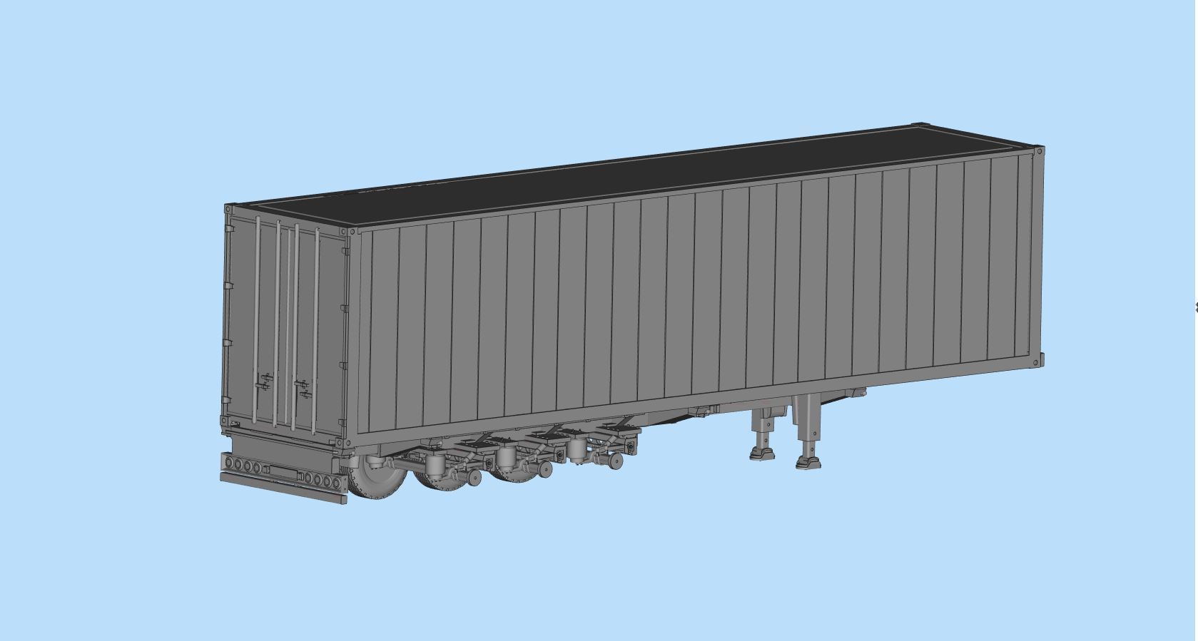 Container Trailer scale Semi trailer frame shipping container 3D print model_12