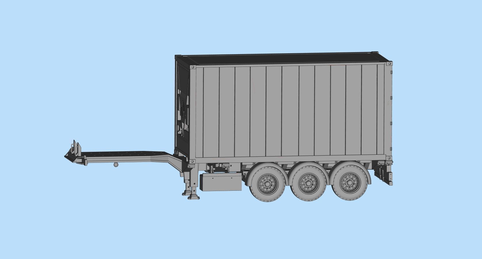 Container Trailer scale Semi trailer frame shipping container 3D print model_4