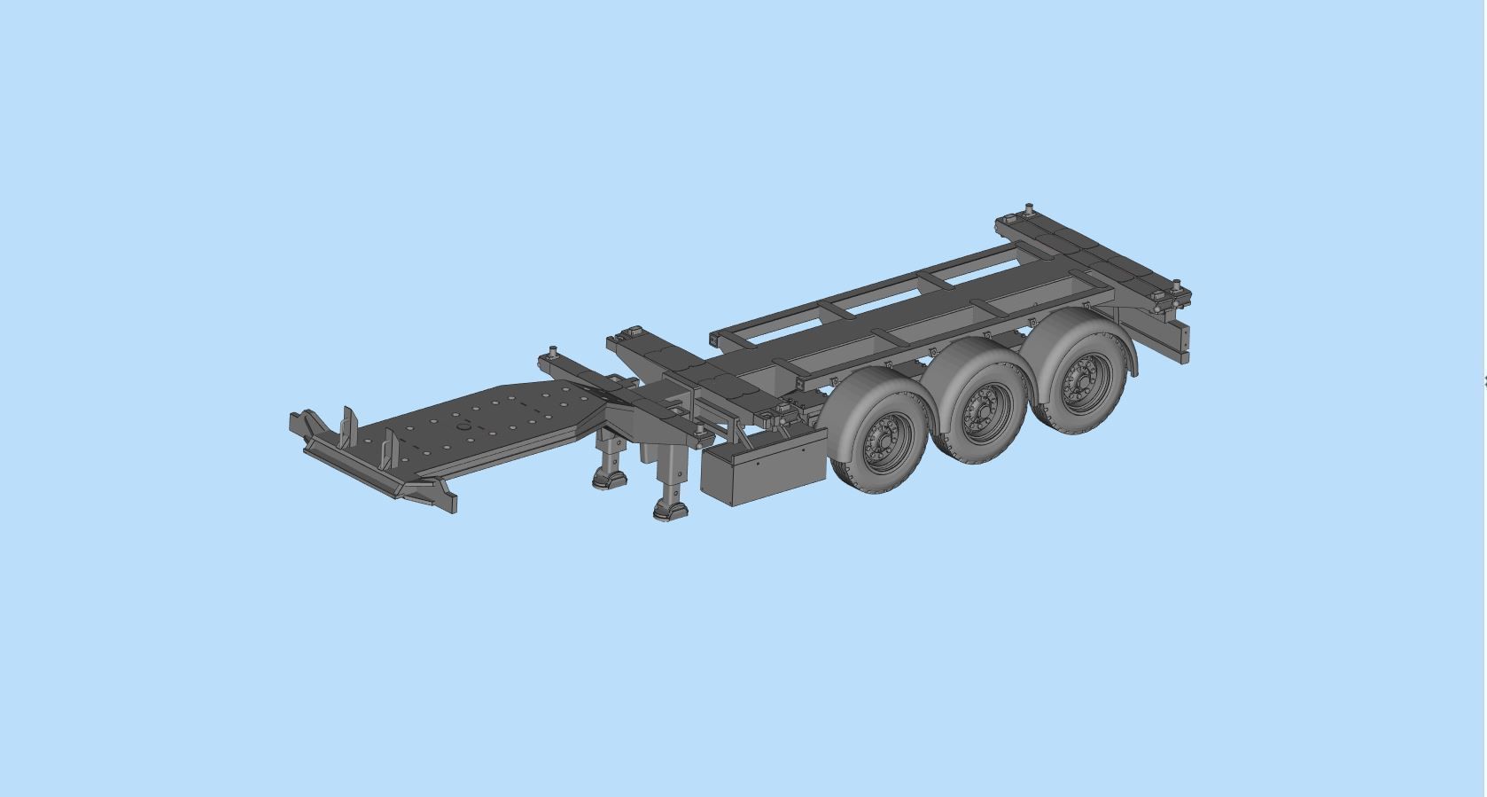 Container Trailer scale Semi trailer frame shipping container 3D print model_16