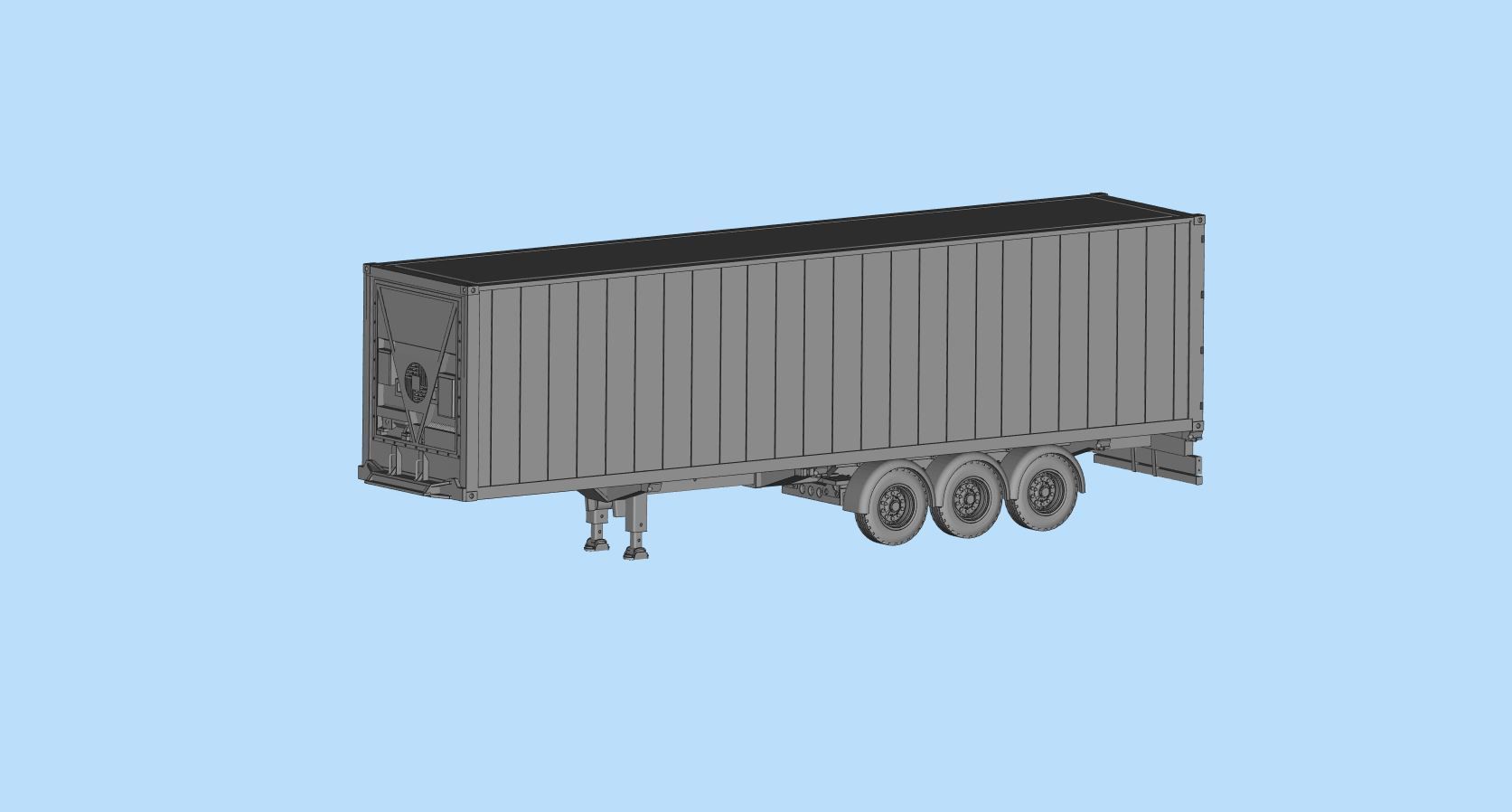 Container Trailer scale Semi trailer frame shipping container 3D print model_28