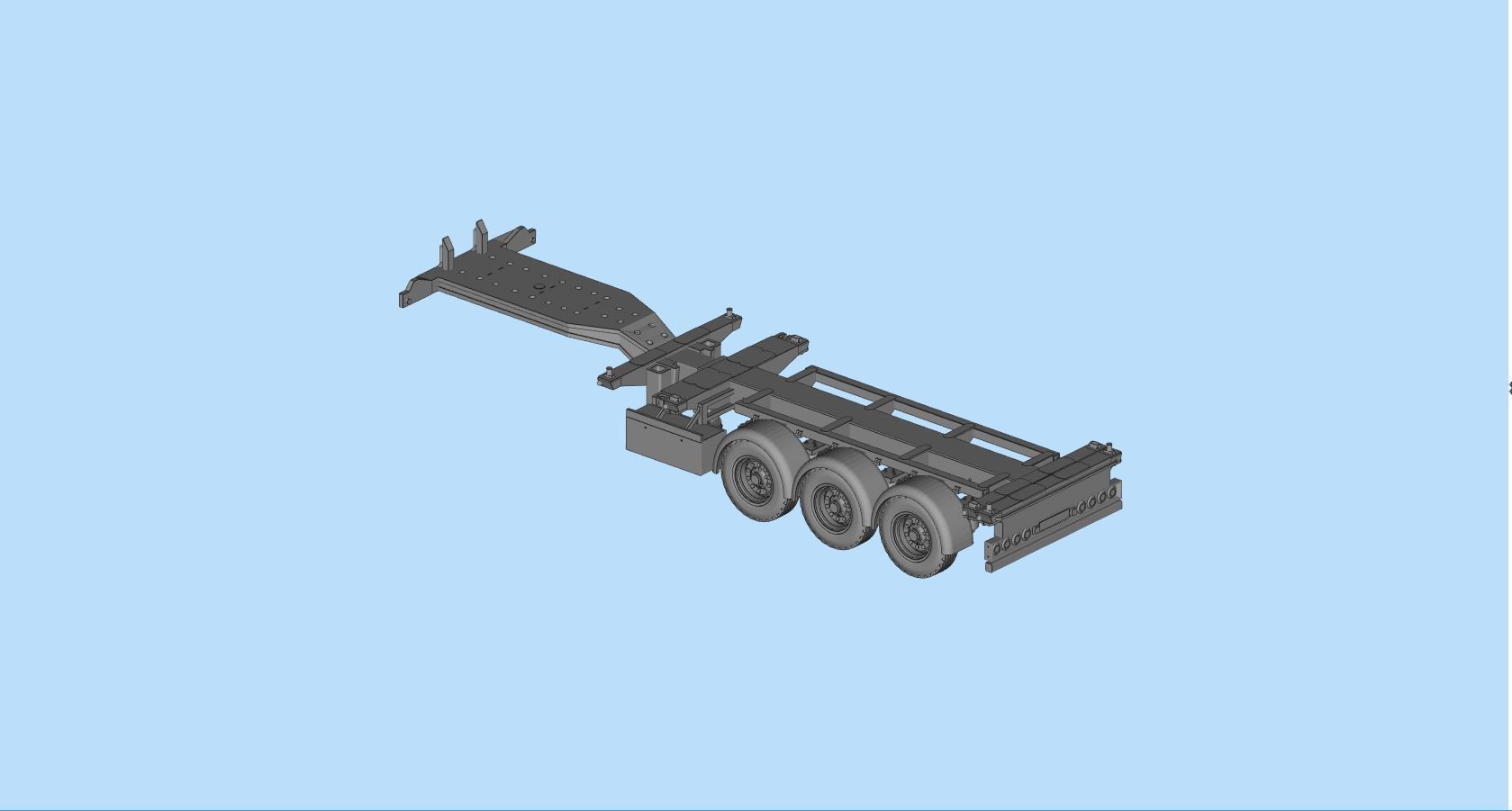 Container Trailer scale Semi trailer frame shipping container 3D print model_29