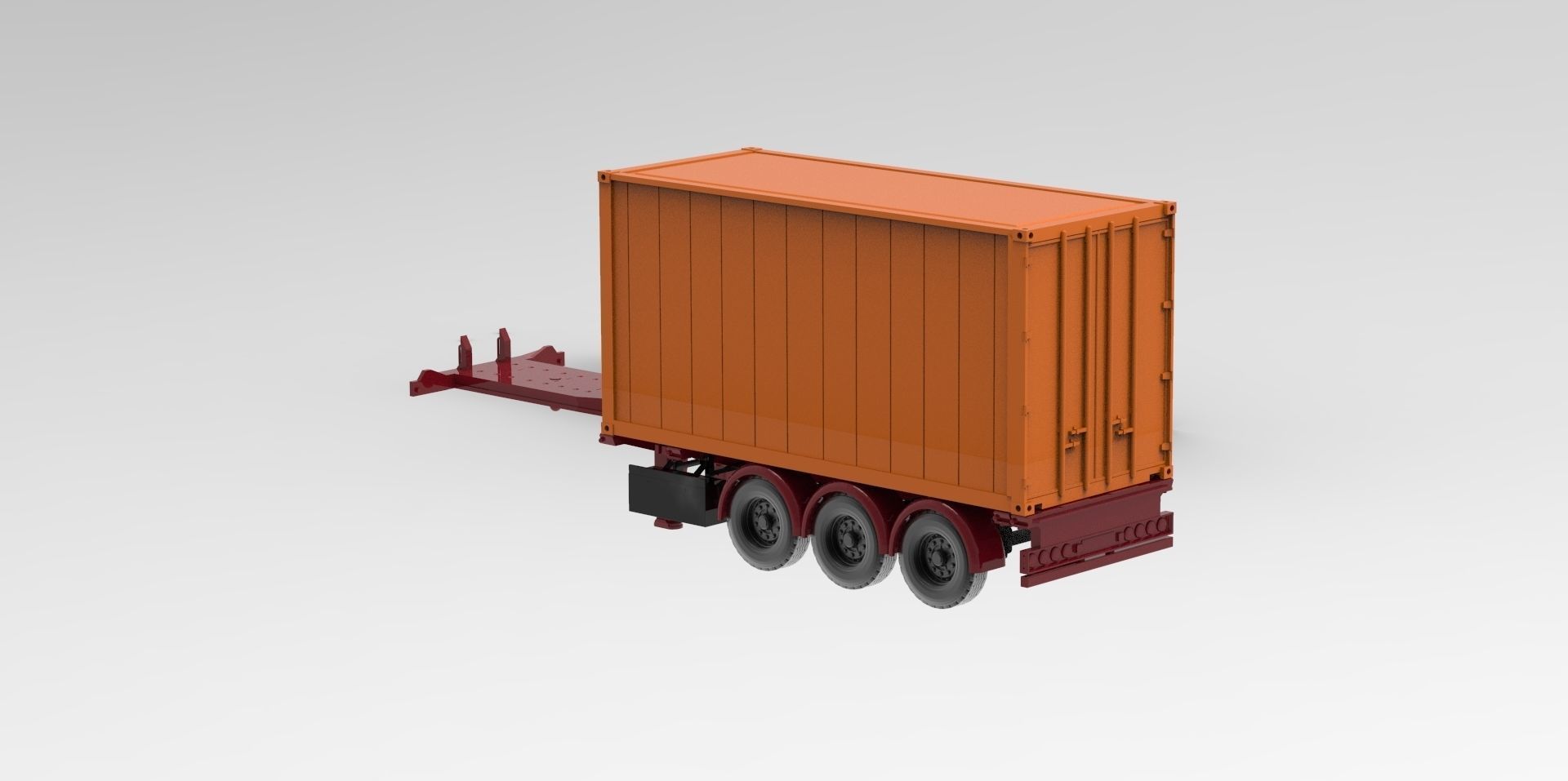 Container Trailer scale Semi trailer frame shipping container 3D print model_14