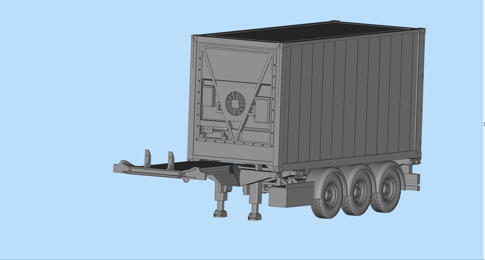 Container Trailer scale Semi trailer frame shipping container 3D print model_27