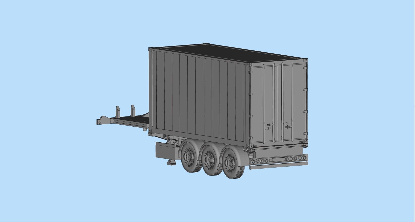 Container Trailer scale Semi trailer frame shipping container 3D print model_24