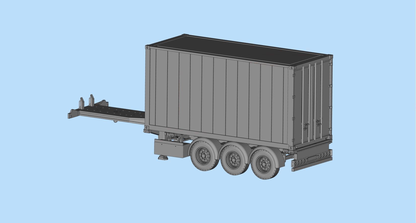 Container Trailer scale Semi trailer frame shipping container 3D print model_22