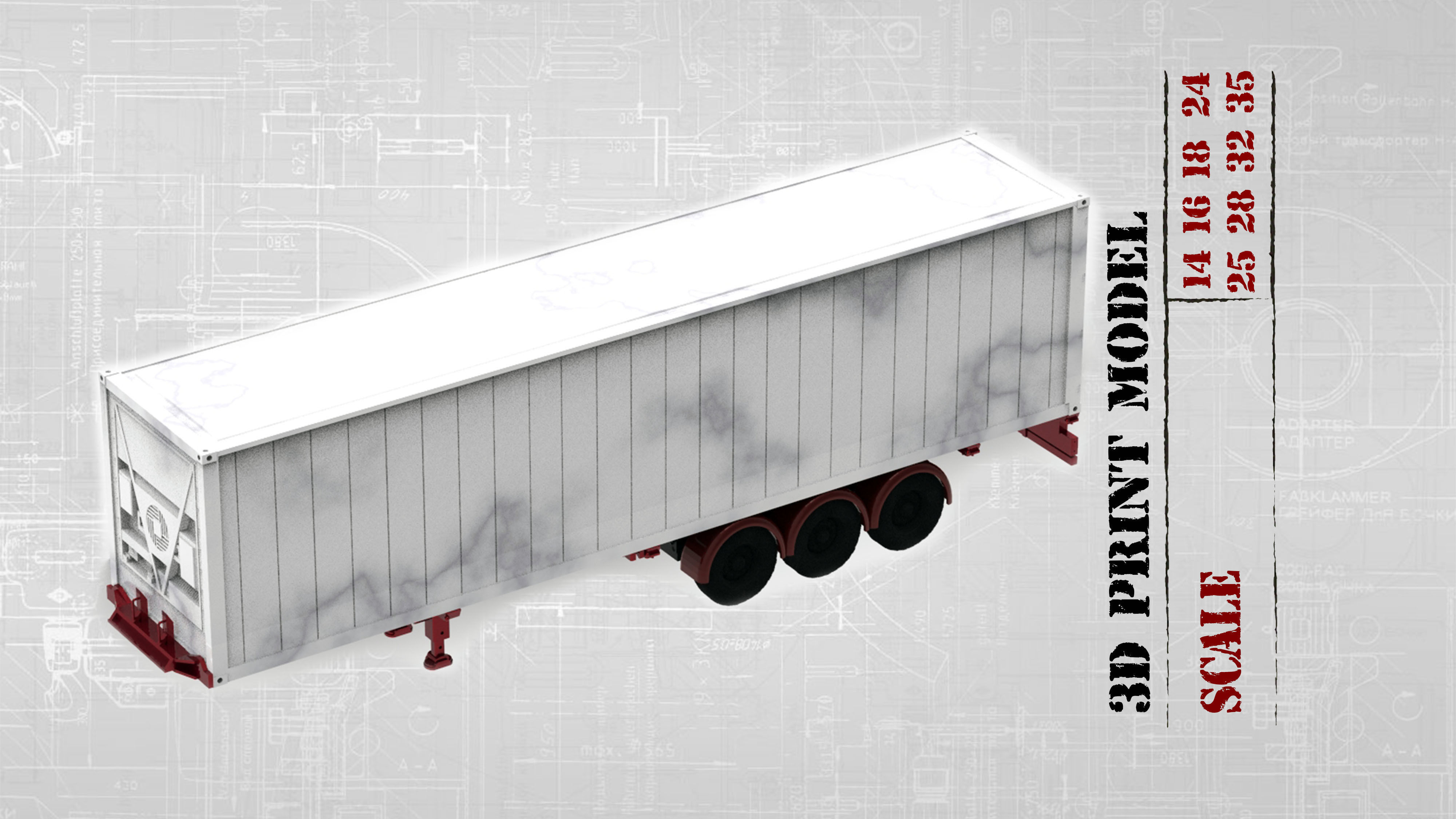 Container Trailer scale Semi trailer frame shipping container 3D print model_13