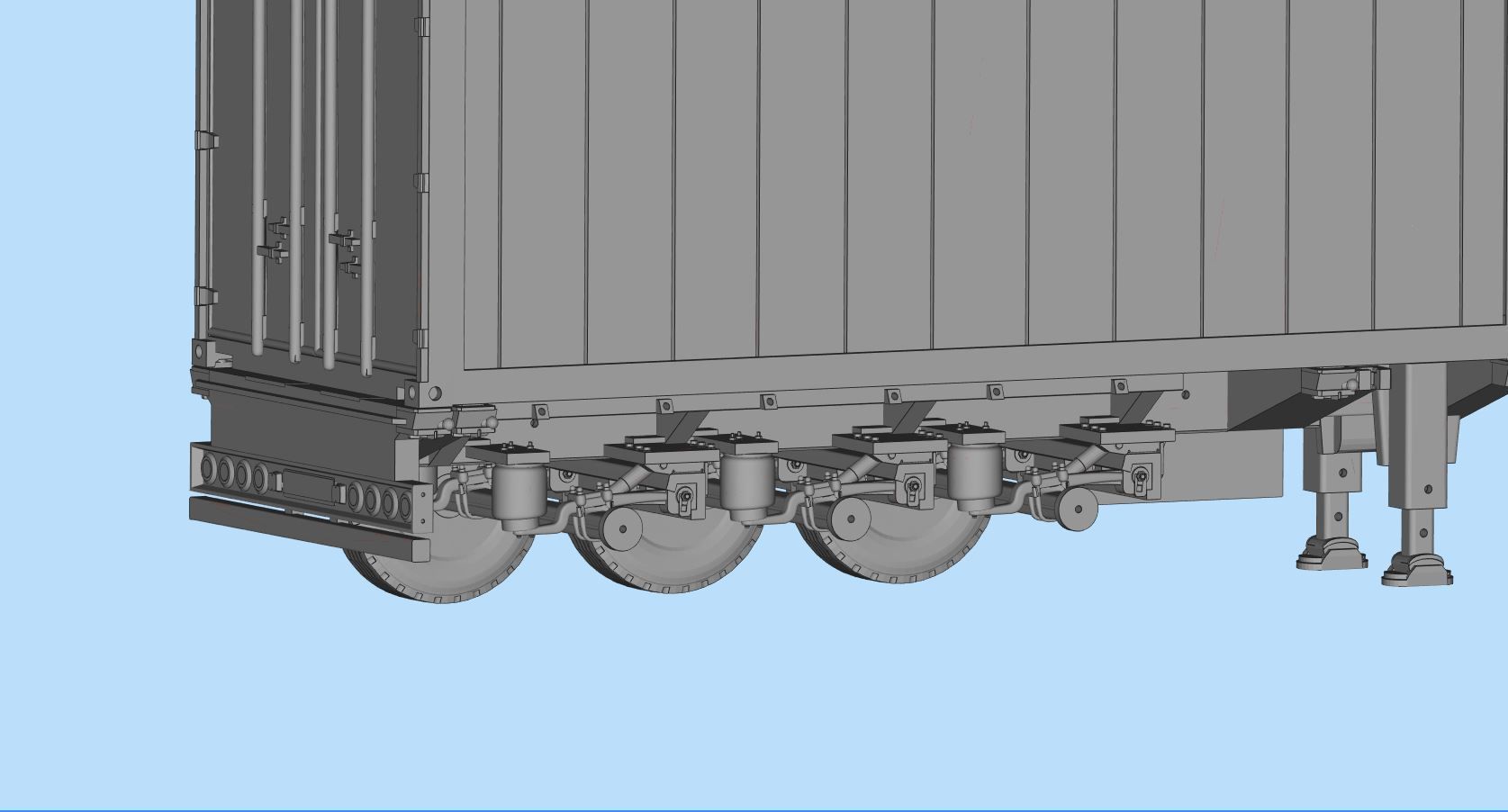 Container Trailer scale Semi trailer frame shipping container 3D print model_26
