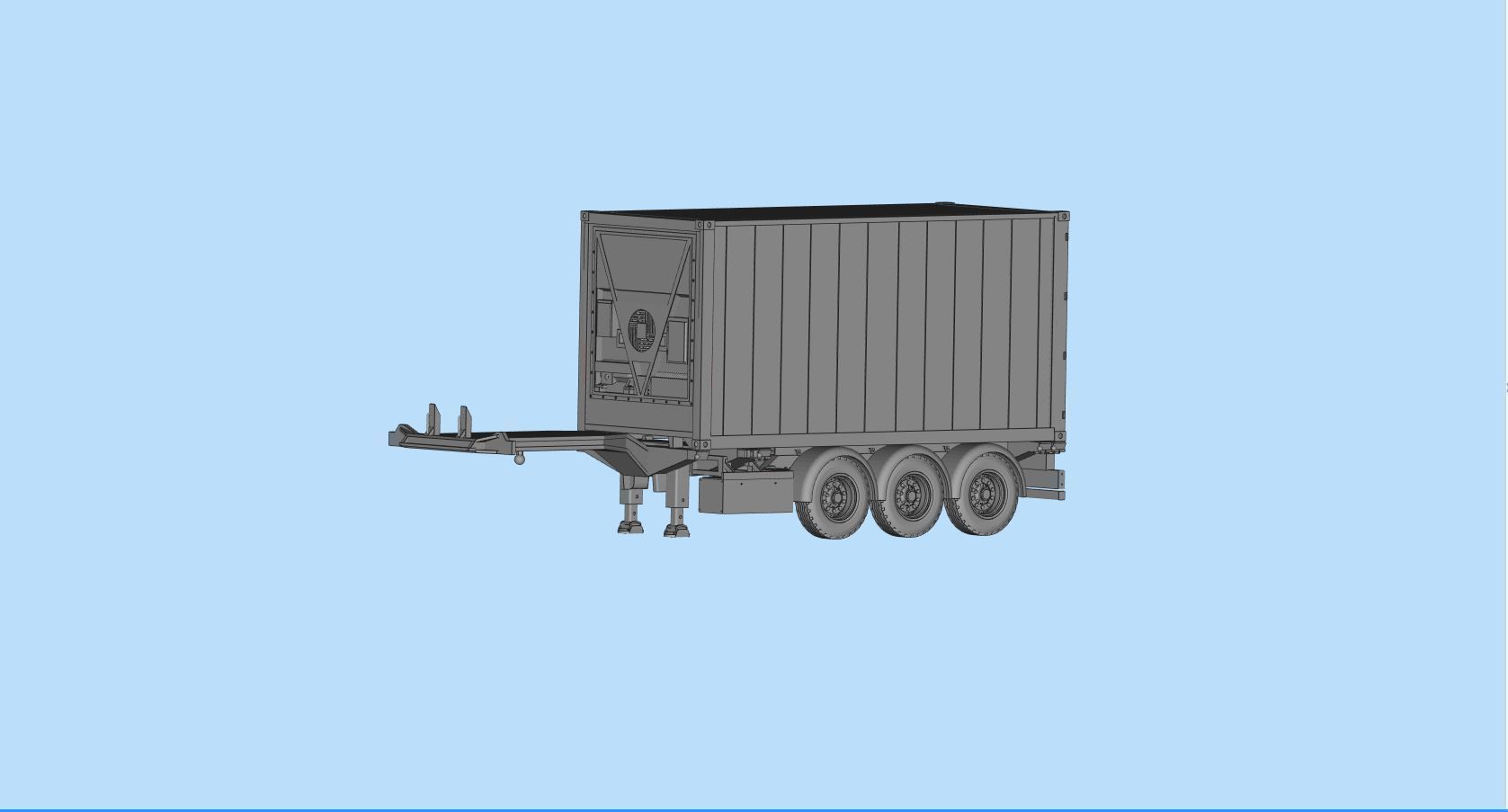 Container Trailer scale Semi trailer frame shipping container 3D print model_9
