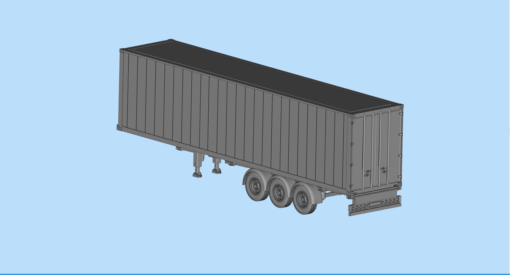 Container Trailer scale Semi trailer frame shipping container 3D print model_11