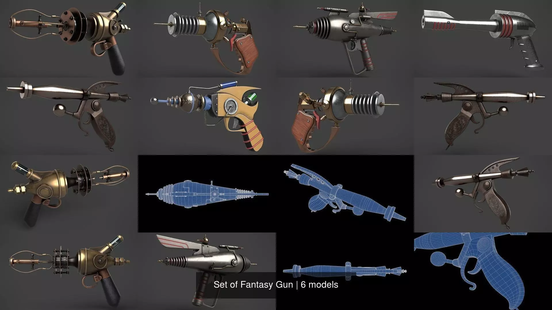 Set of Fantasy Gun 3D Model Collection_1