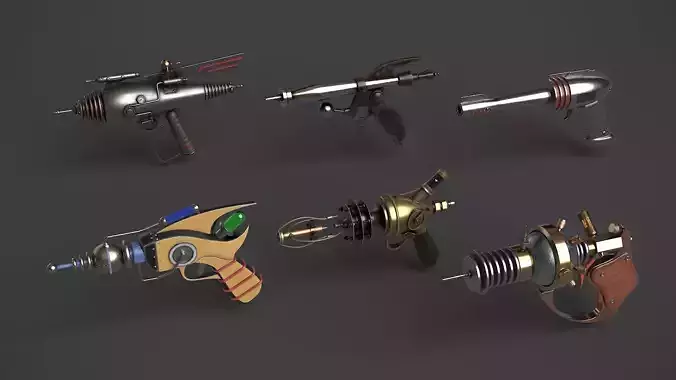 Set of Fantasy Gun 3D Model Collection Set of Fantasy Gun 3D Model Collection