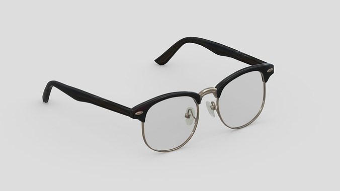 Classic Half Frame Glasses Low Poly PBR Realistic Low-poly 3D model