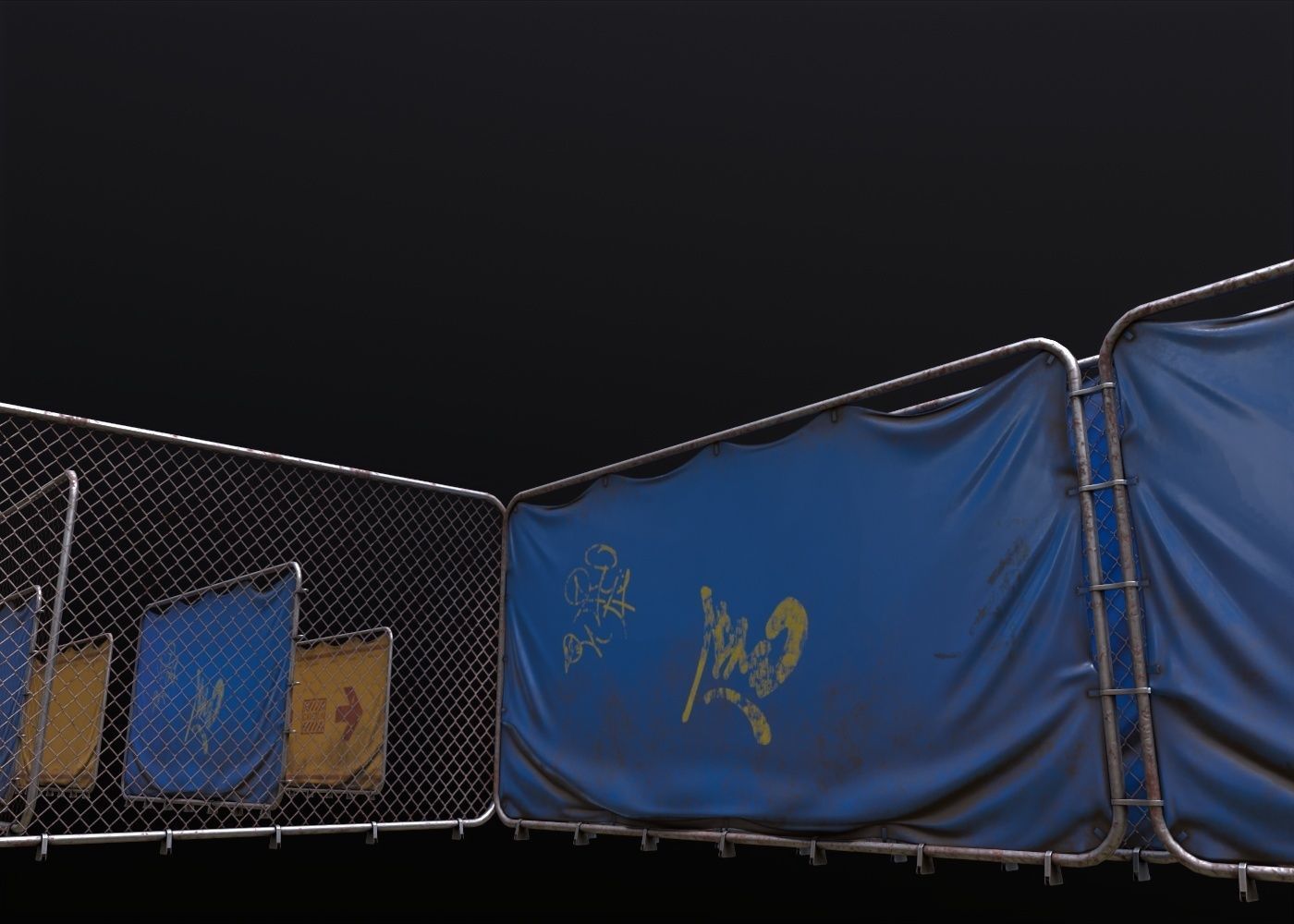 Post Apocalyptic Fench Low-poly 3D model_1