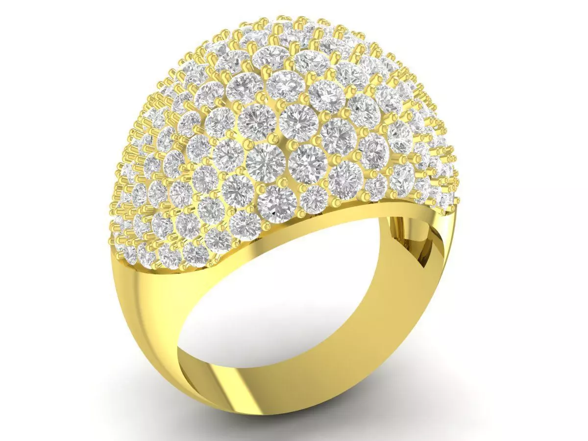 Luxury Oval Pave Diamond Dome Ring for Women 3557 3D print model