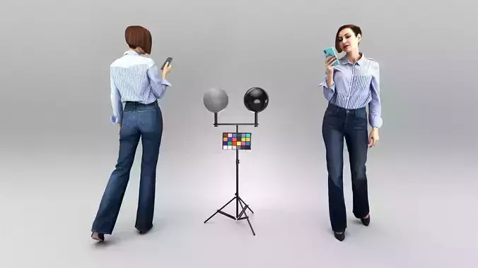 Pretty woman using phone 354 Low-poly 3D model