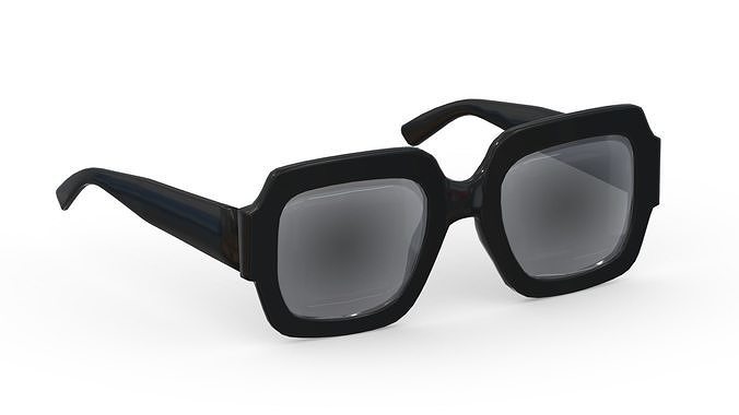 Glasses Square Frame Low Poly PBR Realistic Low-poly 3D model