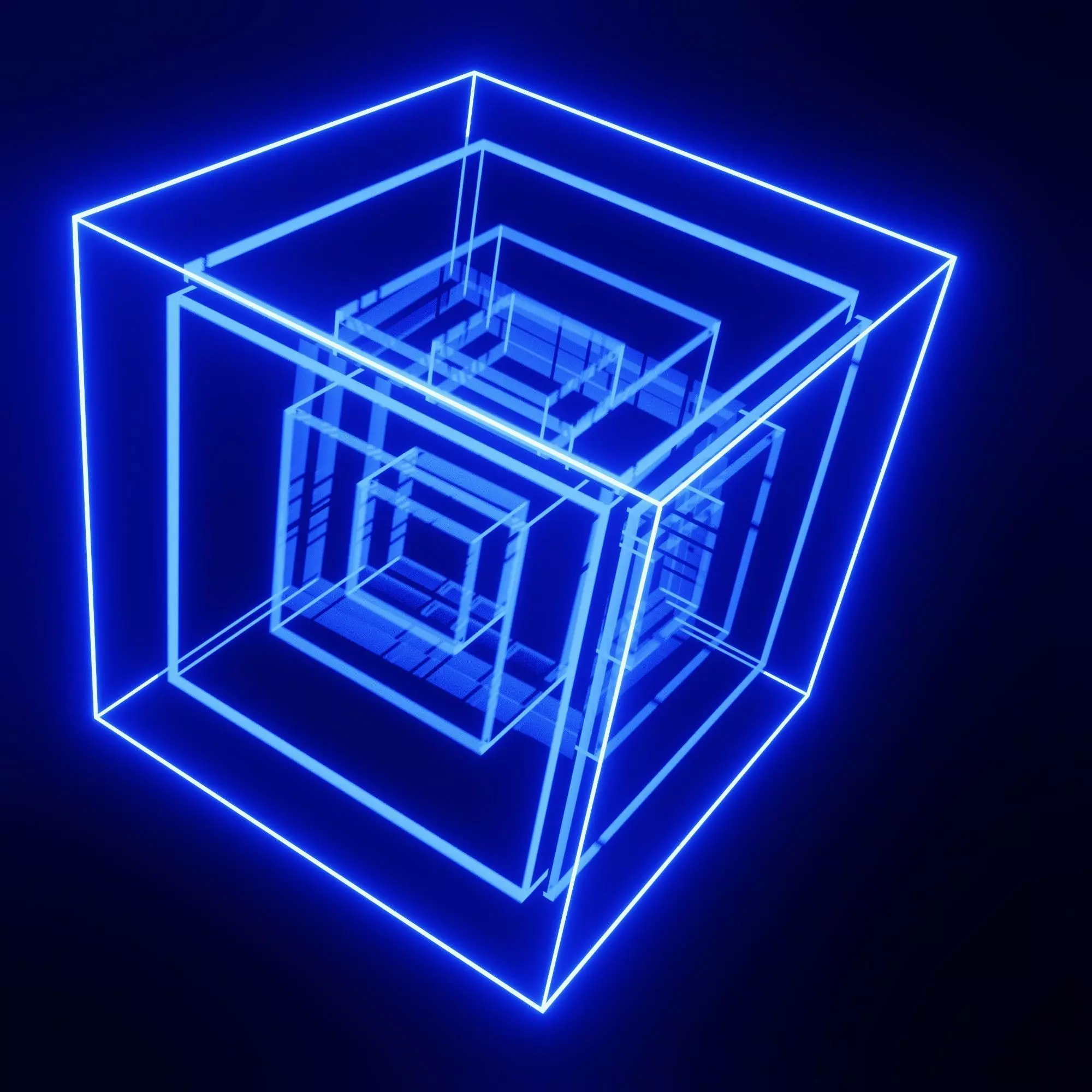 3d model of neon cube with rotating animation 3D model