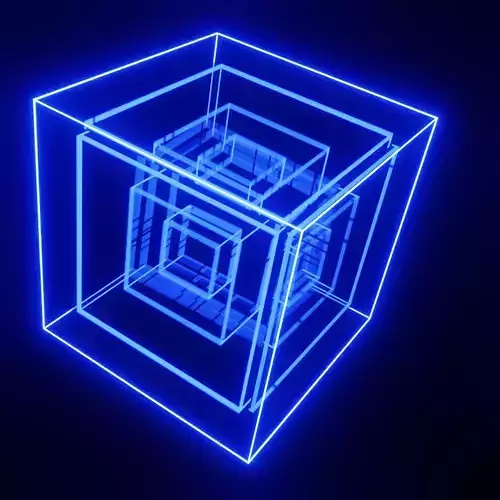 3d model of neon cube with rotating animation 3D model