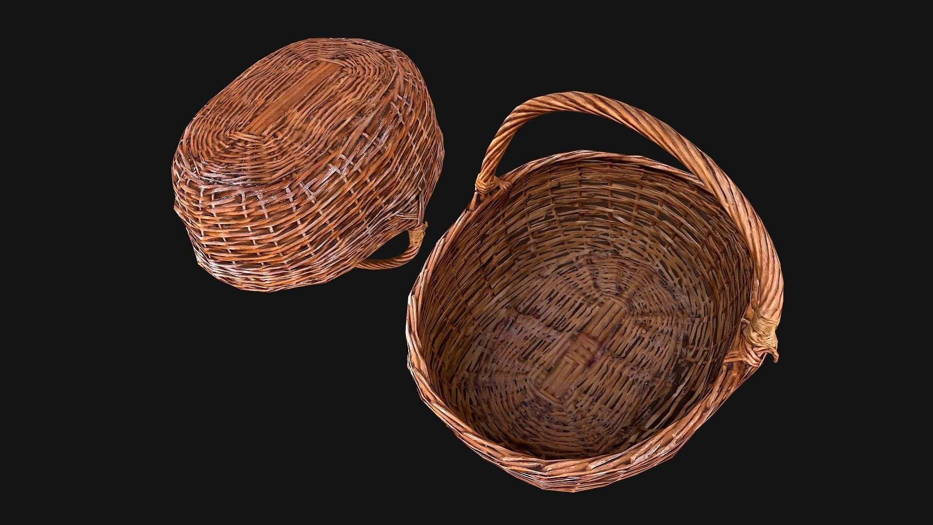 Basket with Mushrooms Low-poly 3D model_20