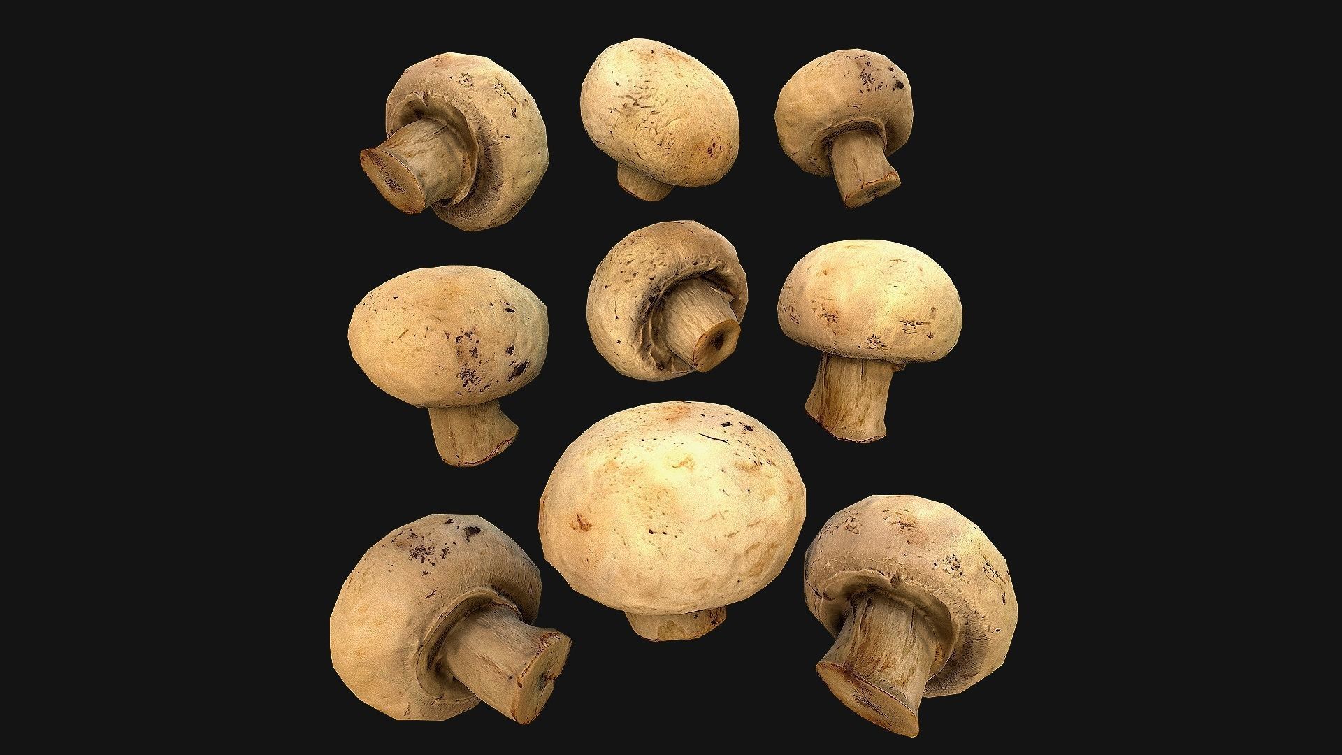 Basket with Mushrooms Low-poly 3D model_5