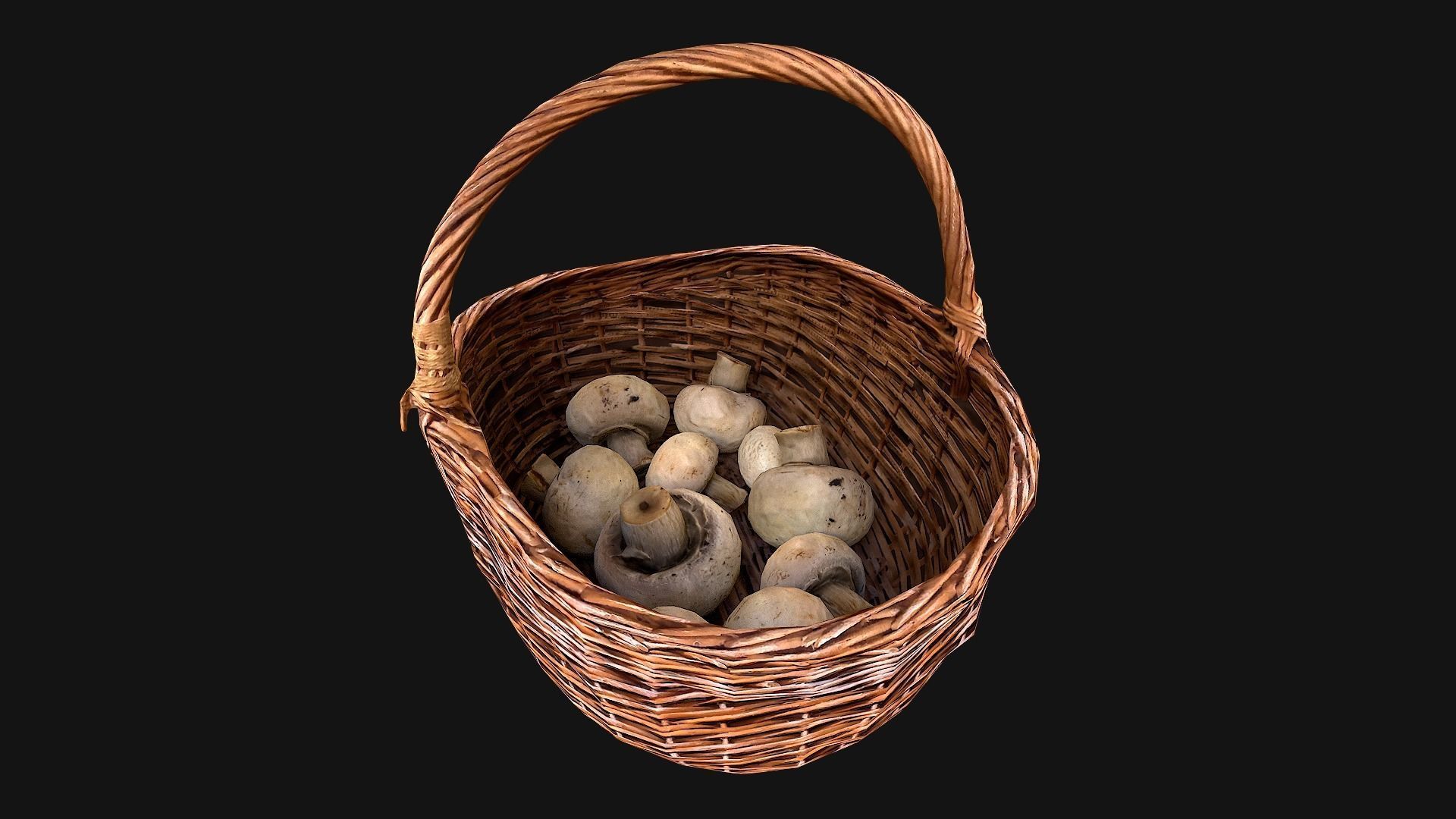 Basket with Mushrooms Low-poly 3D model_18