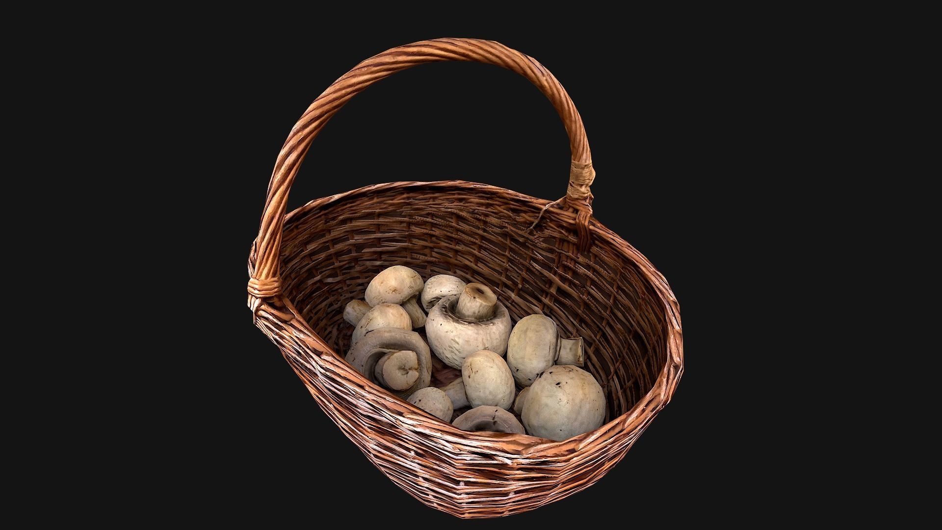 Basket with Mushrooms Low-poly 3D model_13